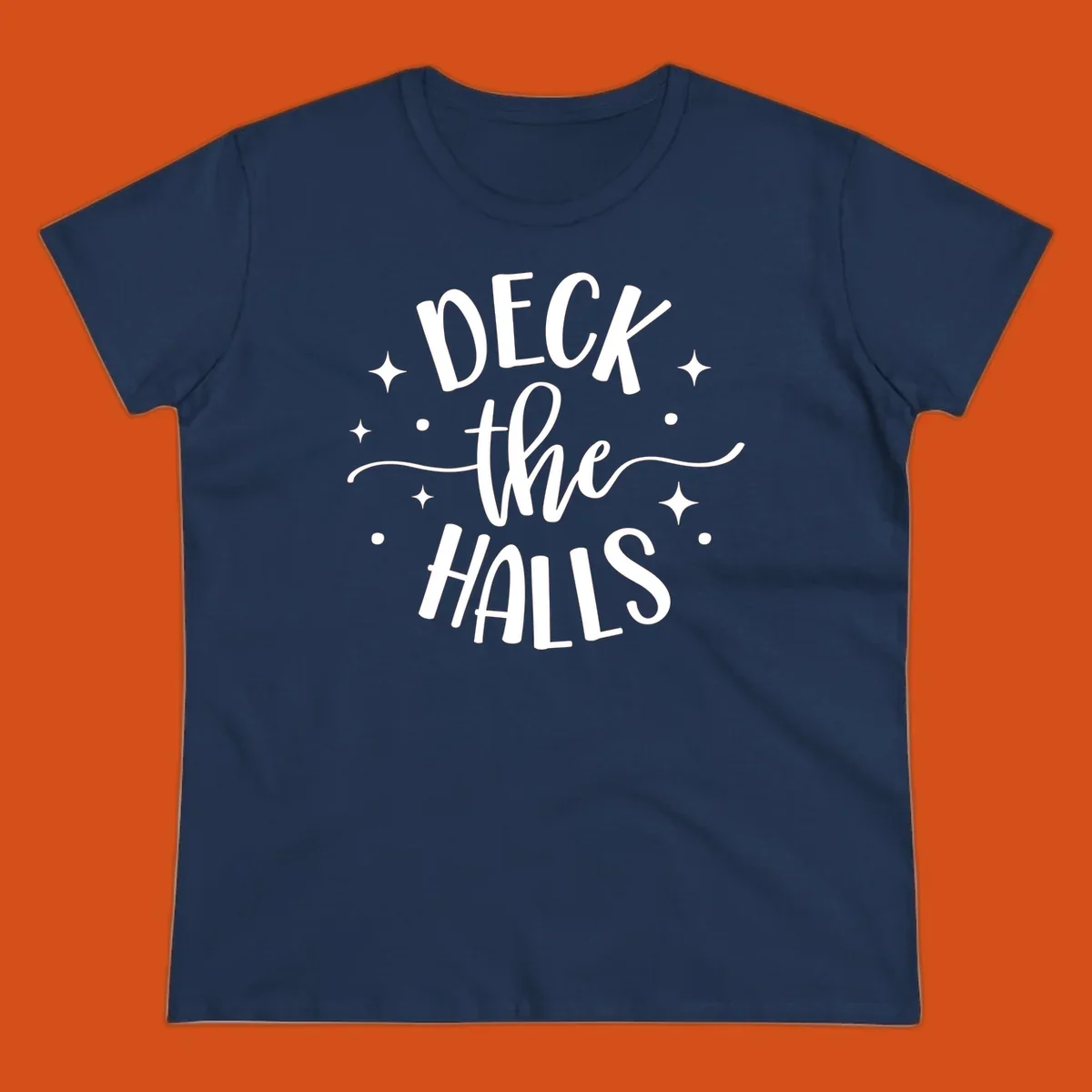 Deck the halls christmas typography design with stars and dots.