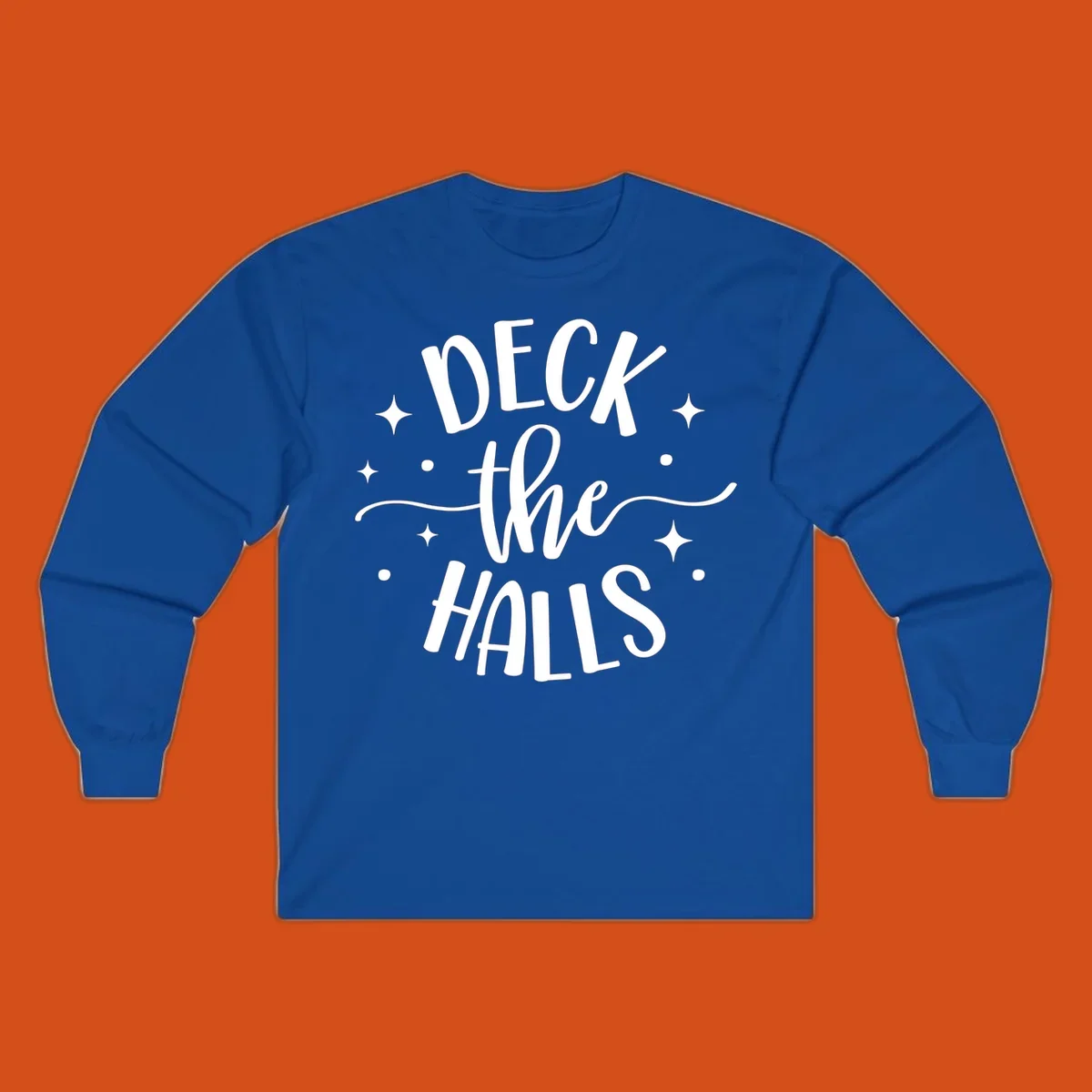Deck the halls christmas typography design with stars and dots.