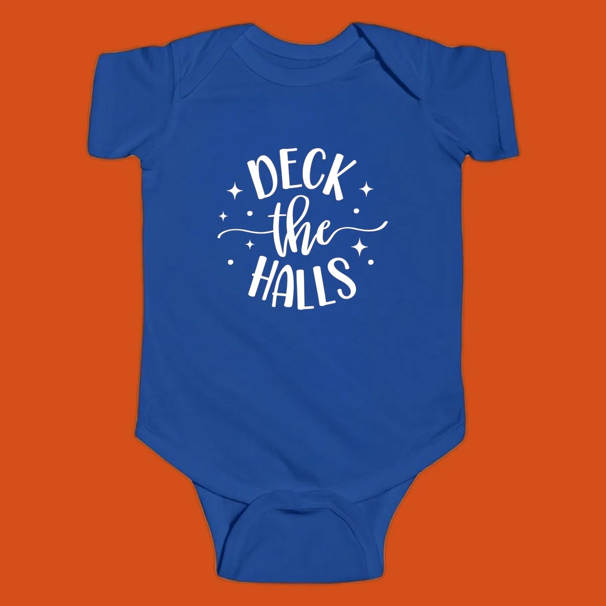 Deck the halls christmas typography design with stars and dots.