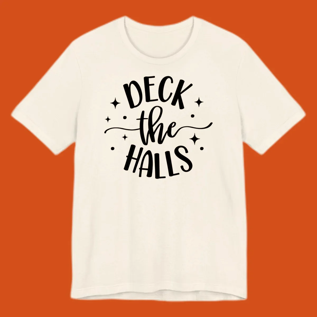 Deck the halls christmas typography design with stars and dots.