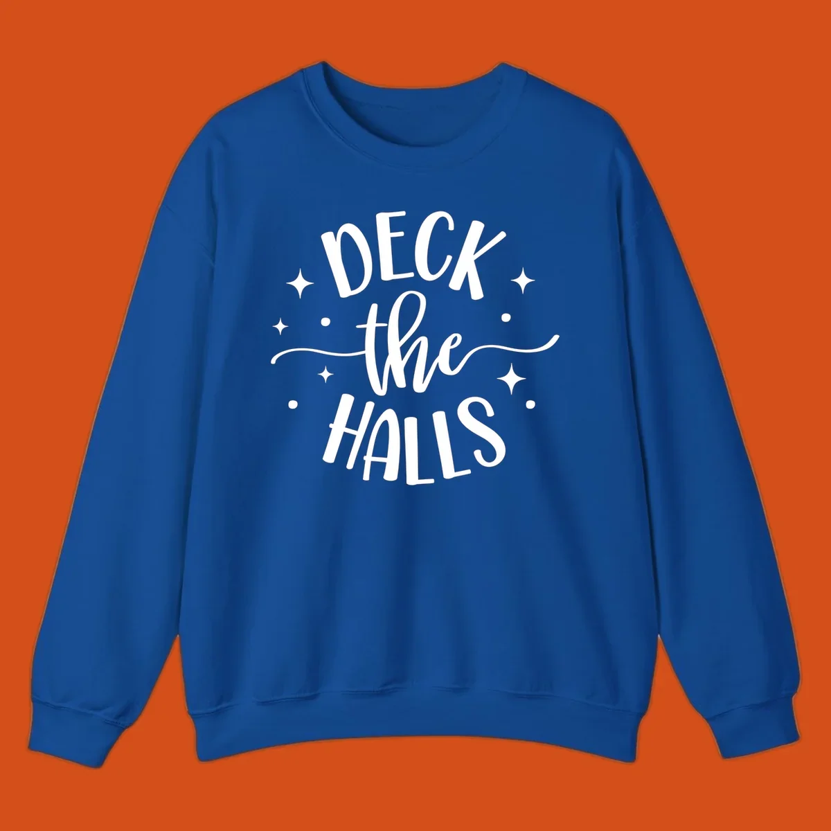 Deck the halls christmas typography design with stars and dots.