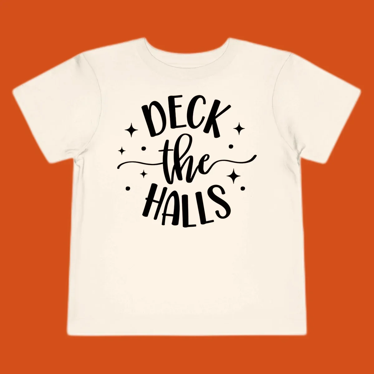Deck the halls christmas typography design with stars and dots.
