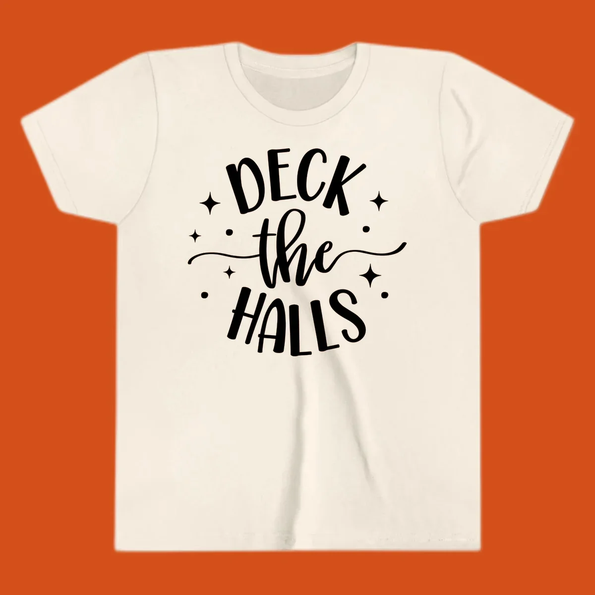 Deck the halls christmas typography design with stars and dots.