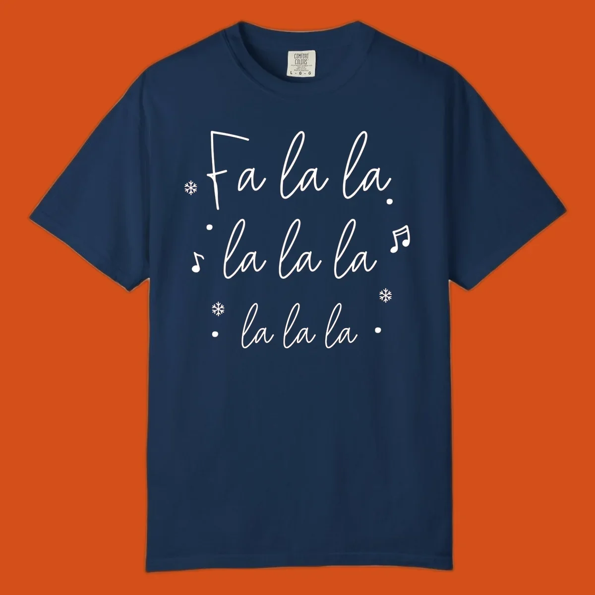 Fa la la Christmas carol lyrics with snowflakes and music notes