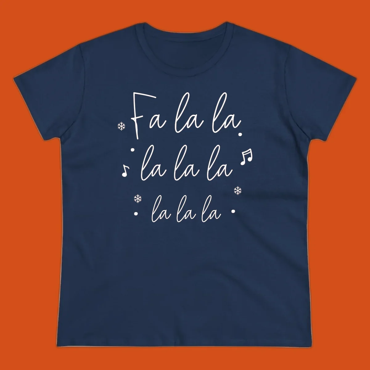 Fa la la Christmas carol lyrics with snowflakes and music notes