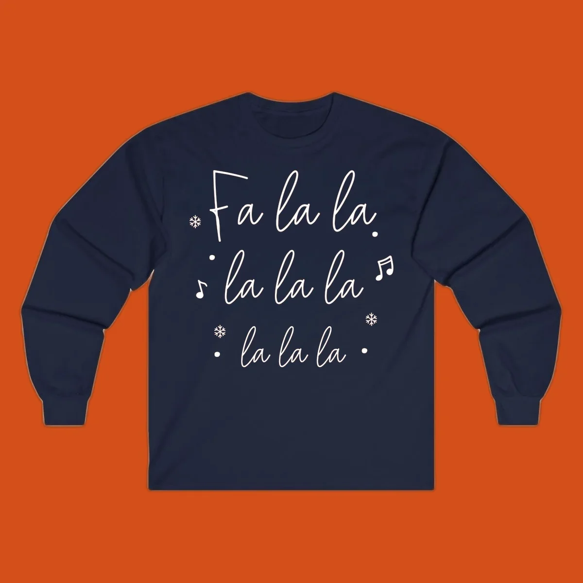 Fa la la Christmas carol lyrics with snowflakes and music notes