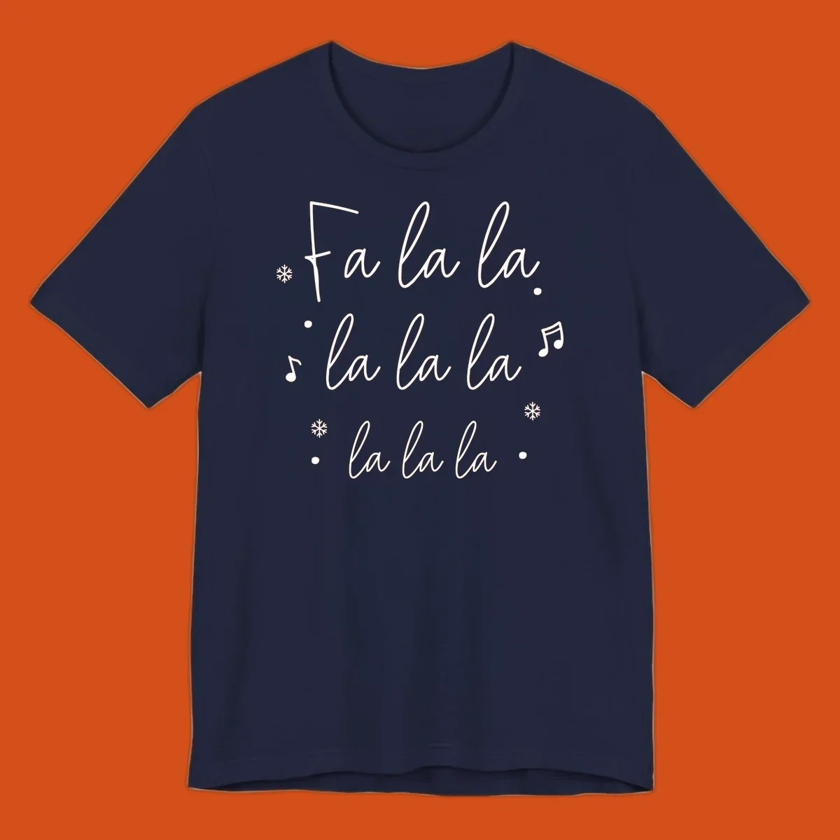 Fa la la Christmas carol lyrics with snowflakes and music notes