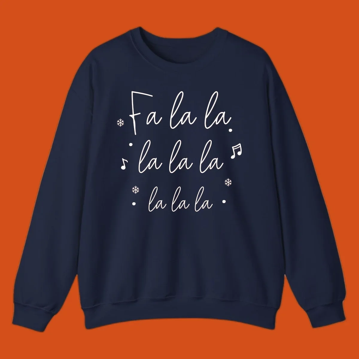Fa la la Christmas carol lyrics with snowflakes and music notes