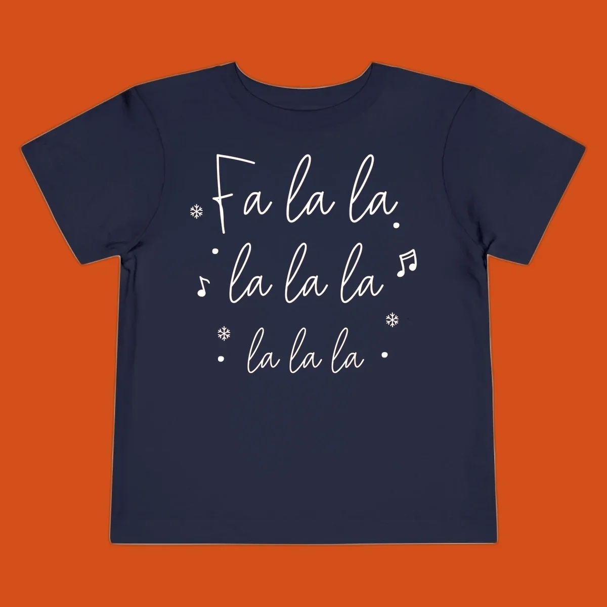 Fa la la Christmas carol lyrics with snowflakes and music notes