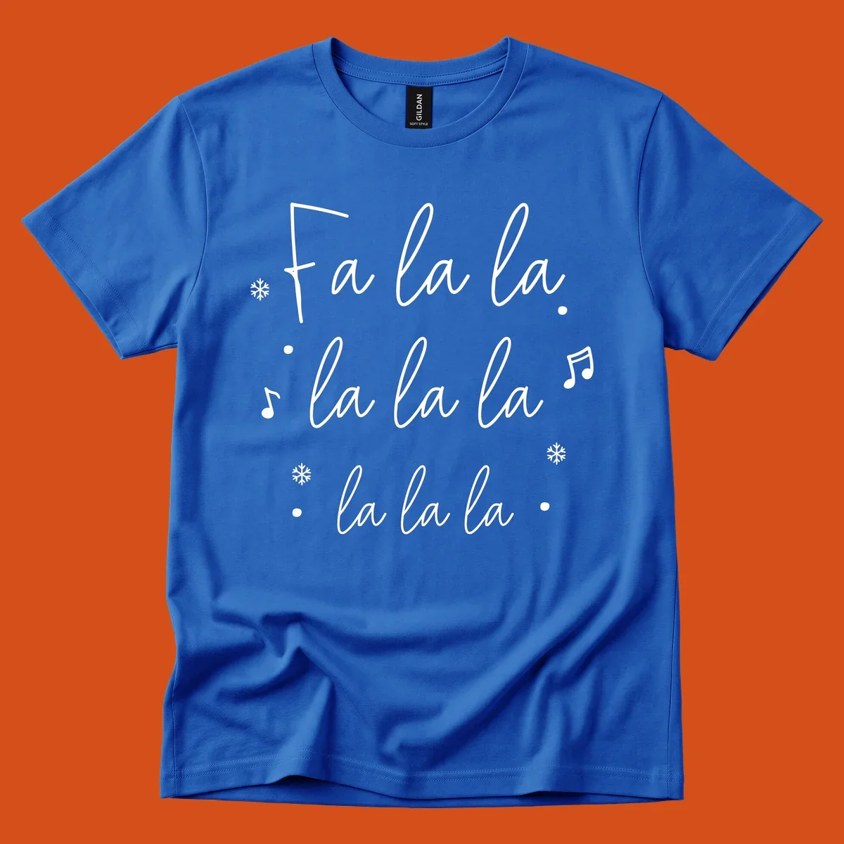 Fa la la Christmas carol lyrics with snowflakes and music notes