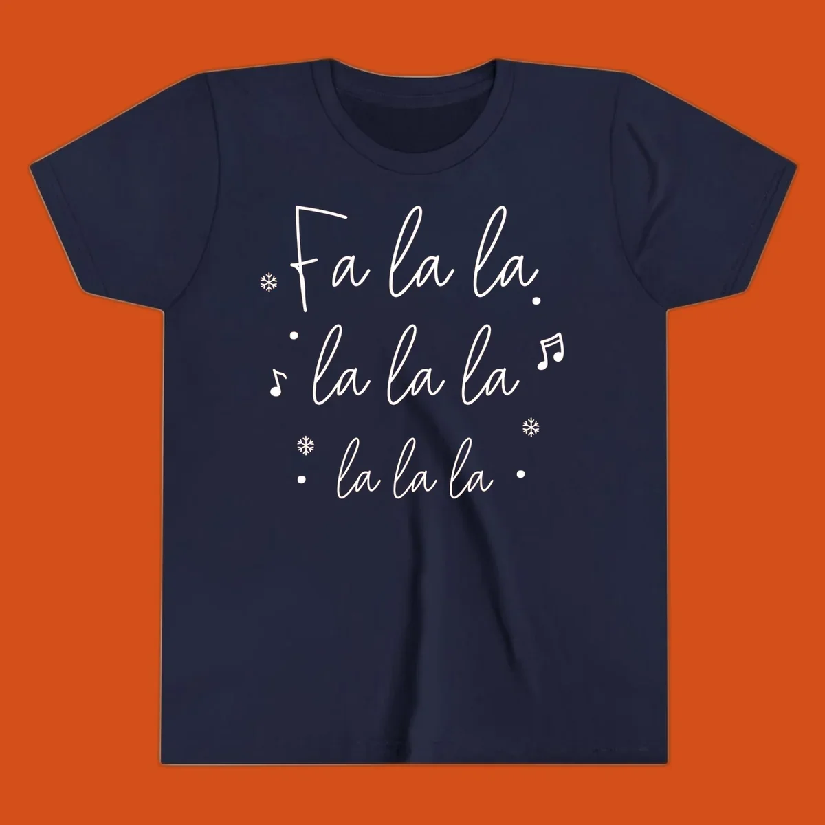 Fa la la Christmas carol lyrics with snowflakes and music notes