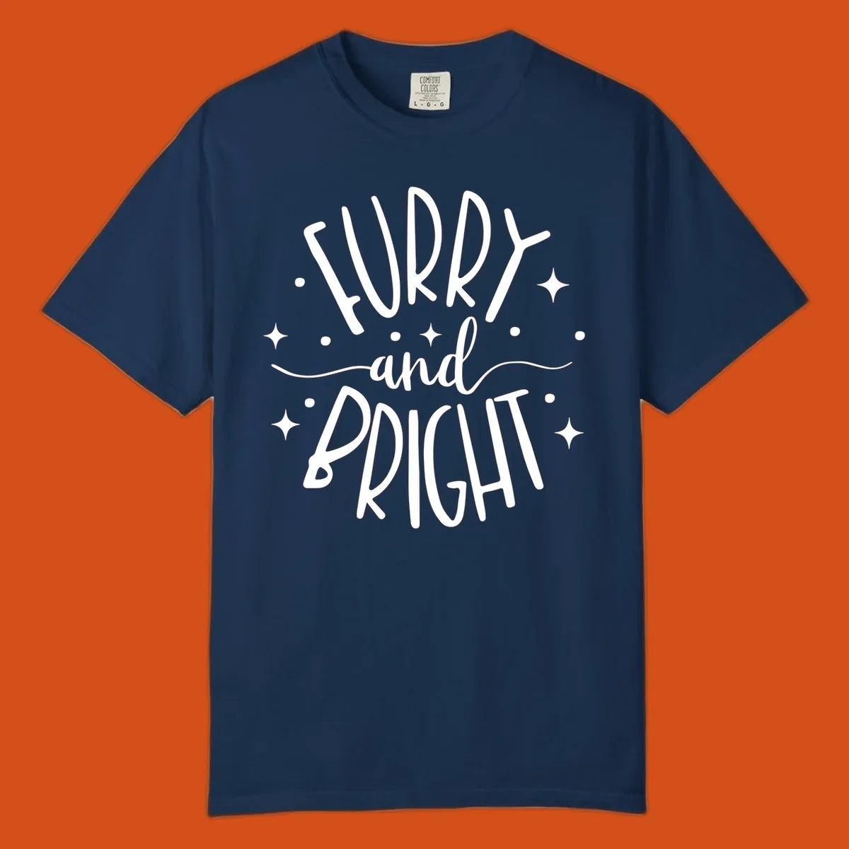 Furry and Bright holiday text design with dots and stars.