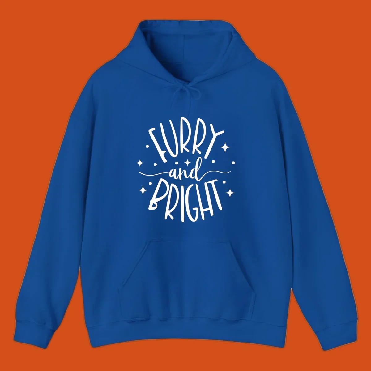 Furry and Bright holiday text design with dots and stars.