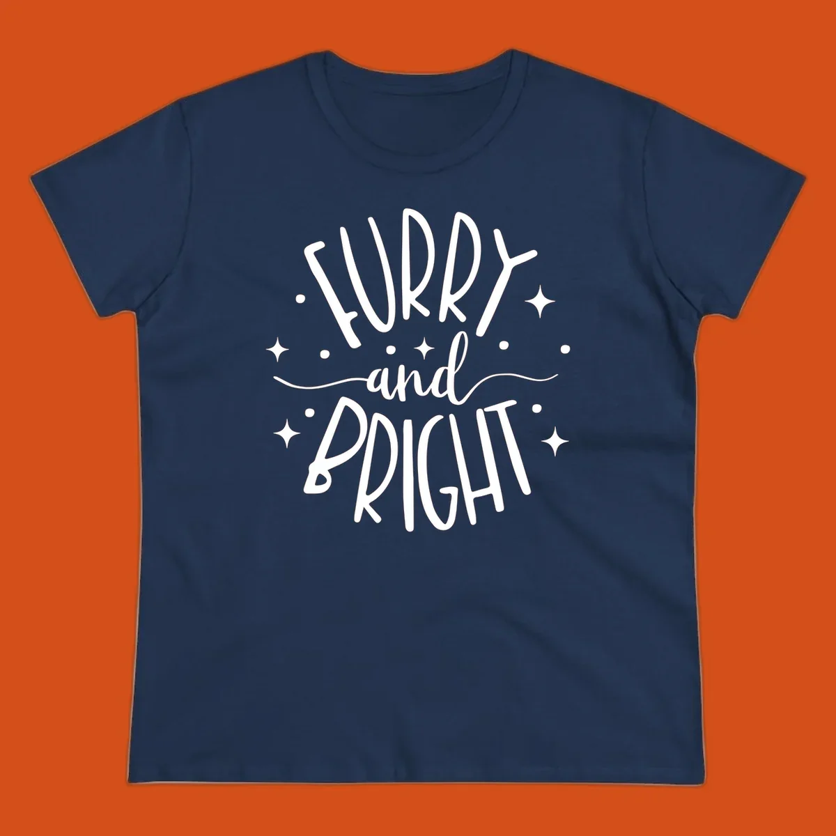 Furry and Bright holiday text design with dots and stars.
