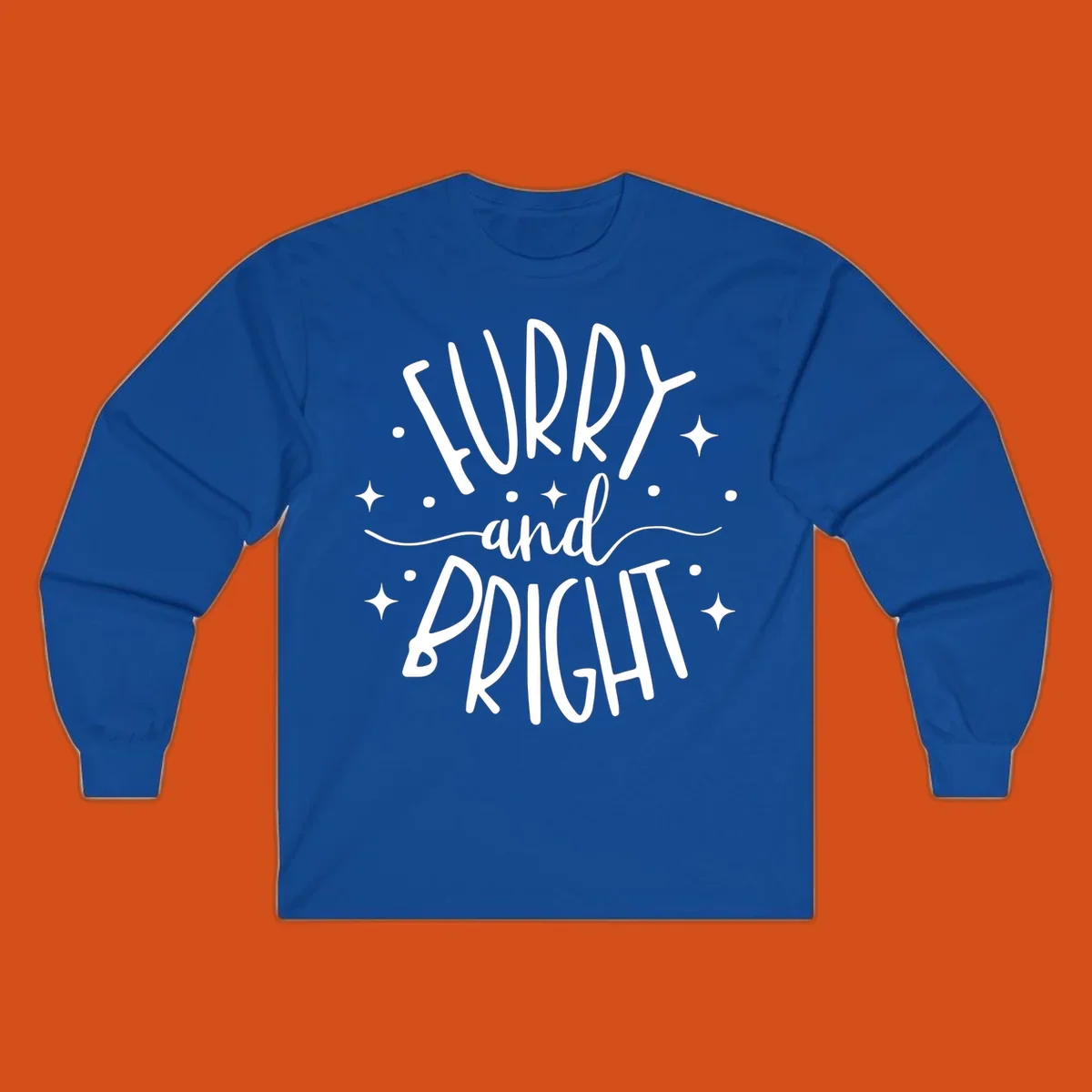 Furry and Bright holiday text design with dots and stars.