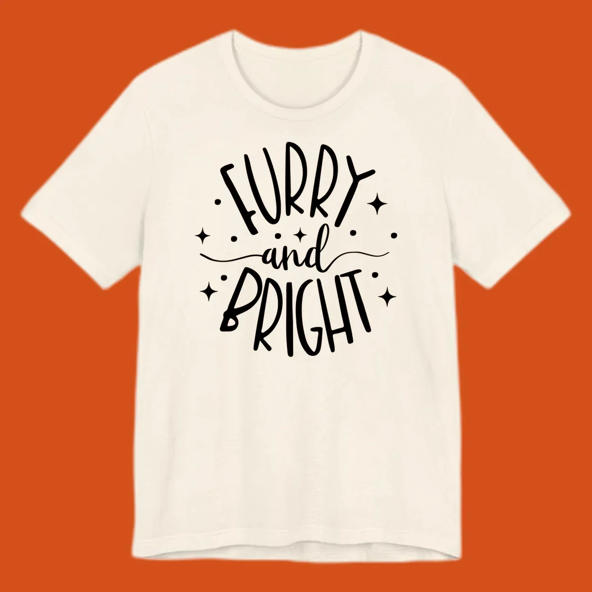 Furry and Bright holiday text design with dots and stars.