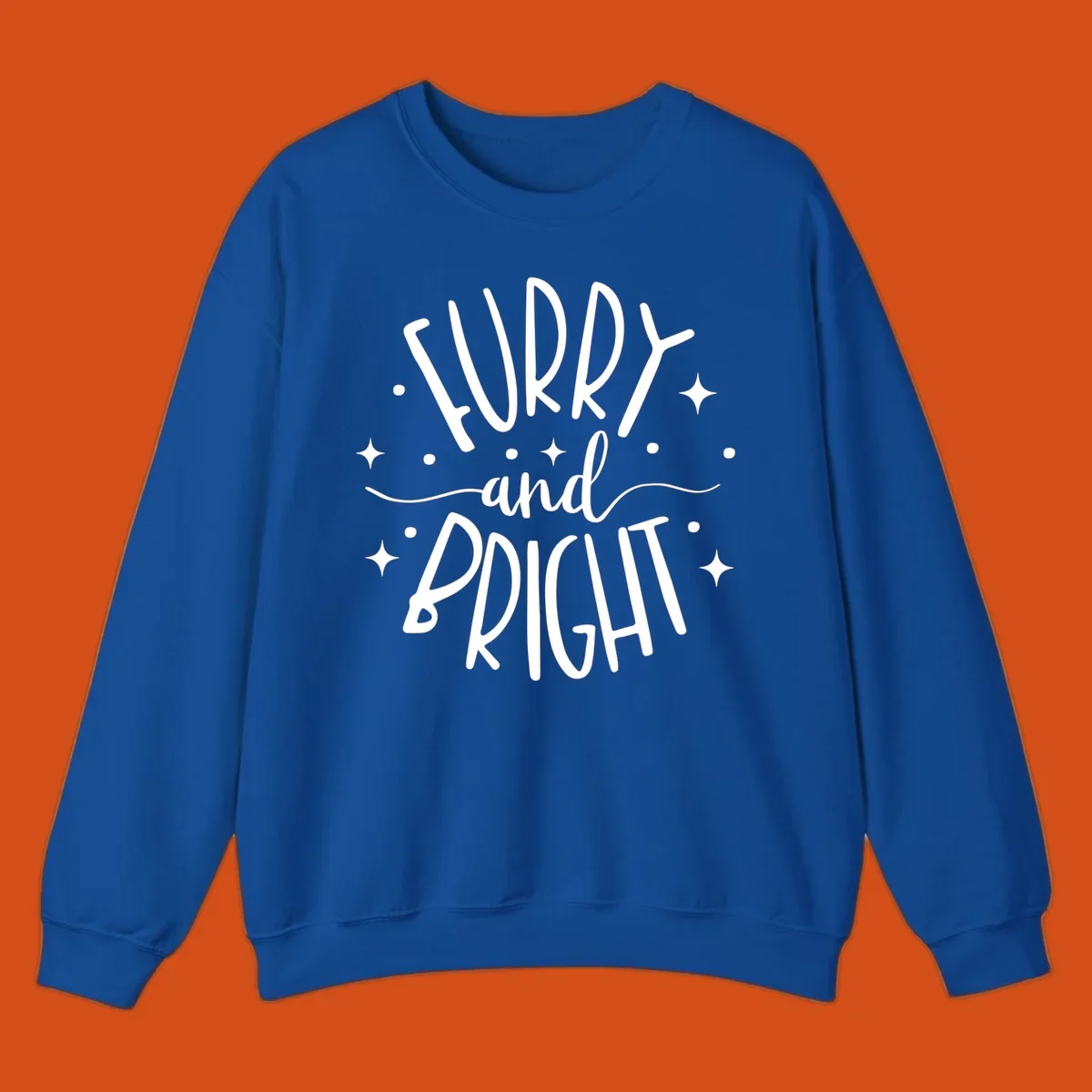 Furry and Bright holiday text design with dots and stars.