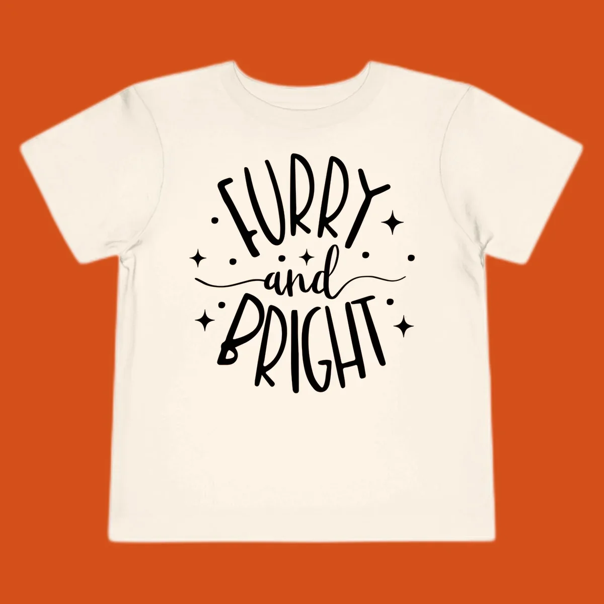 Furry and Bright holiday text design with dots and stars.