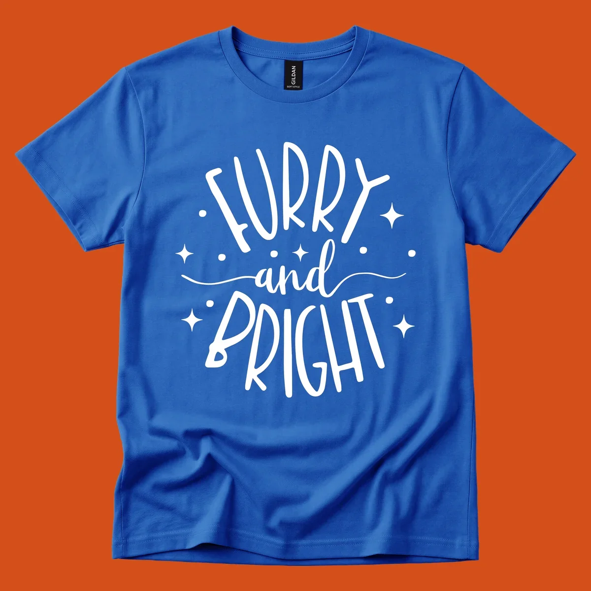 Furry and Bright holiday text design with dots and stars.