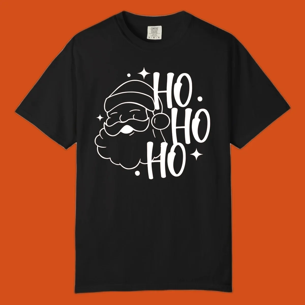 Santa Claus with 'HO HO HO' text for Christmas holiday.