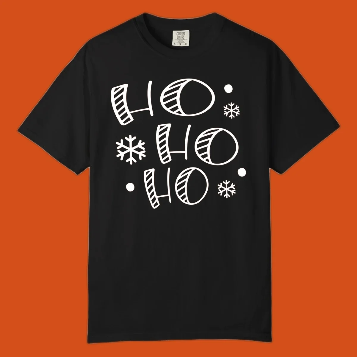 Ho ho ho christmas text with snowflakes pattern