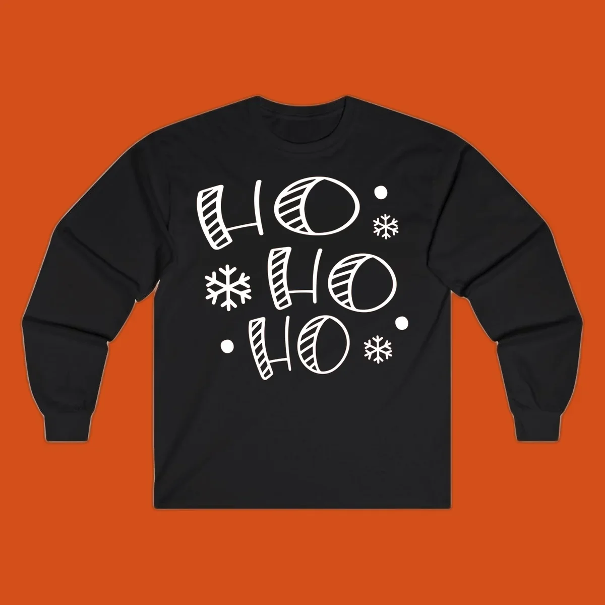 Ho ho ho christmas text with snowflakes pattern