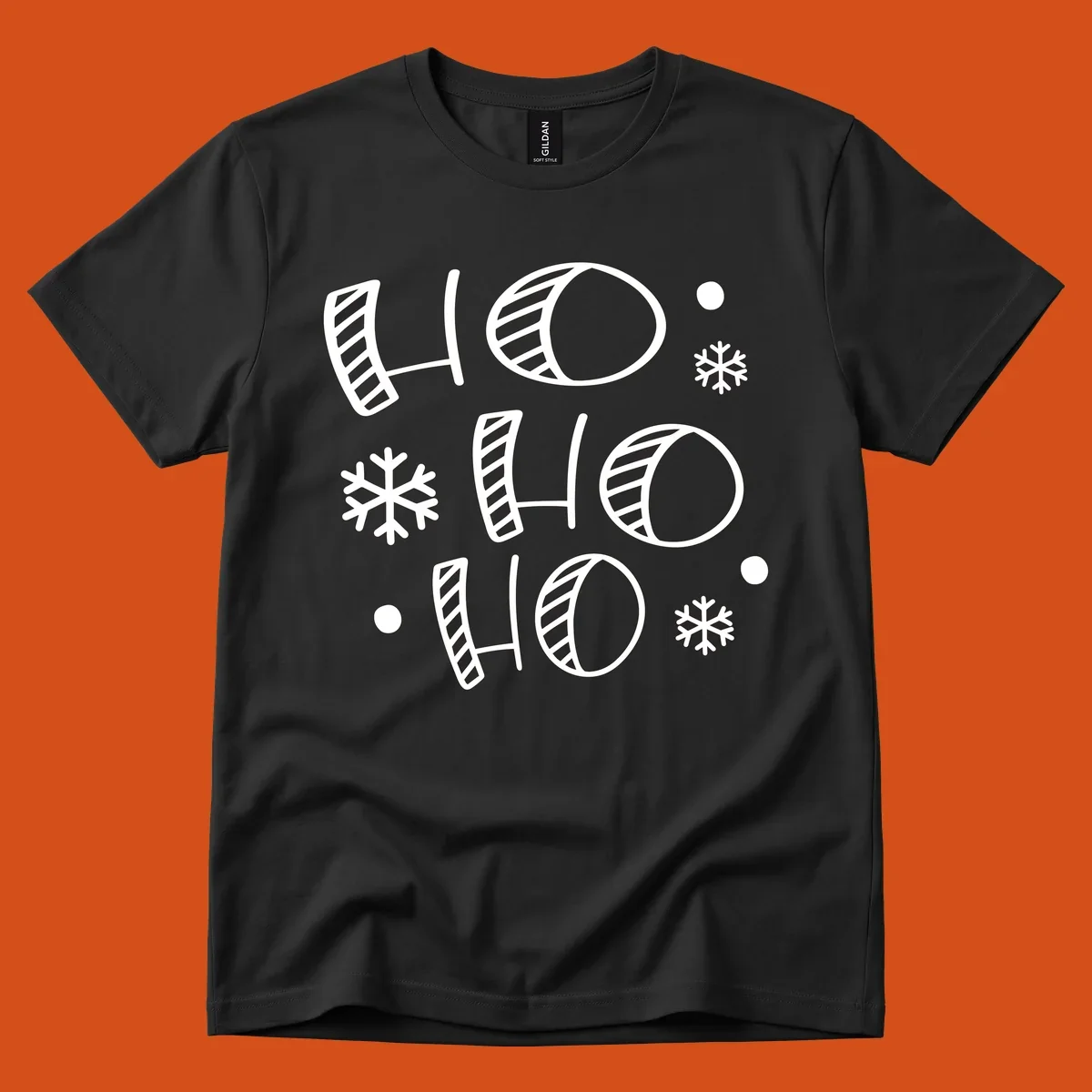 Ho ho ho christmas text with snowflakes pattern