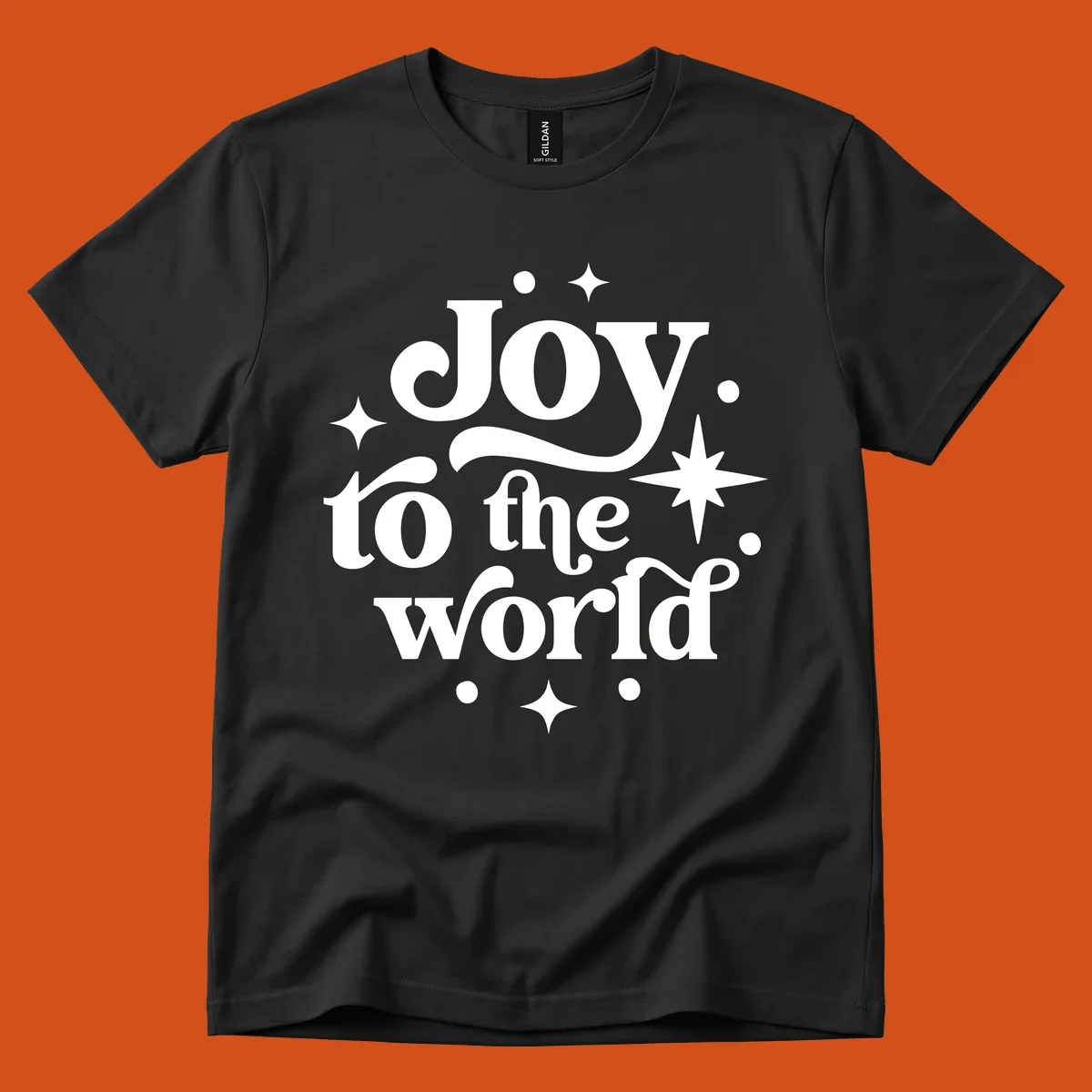 Joy to the world typography design with retro stars and dots.