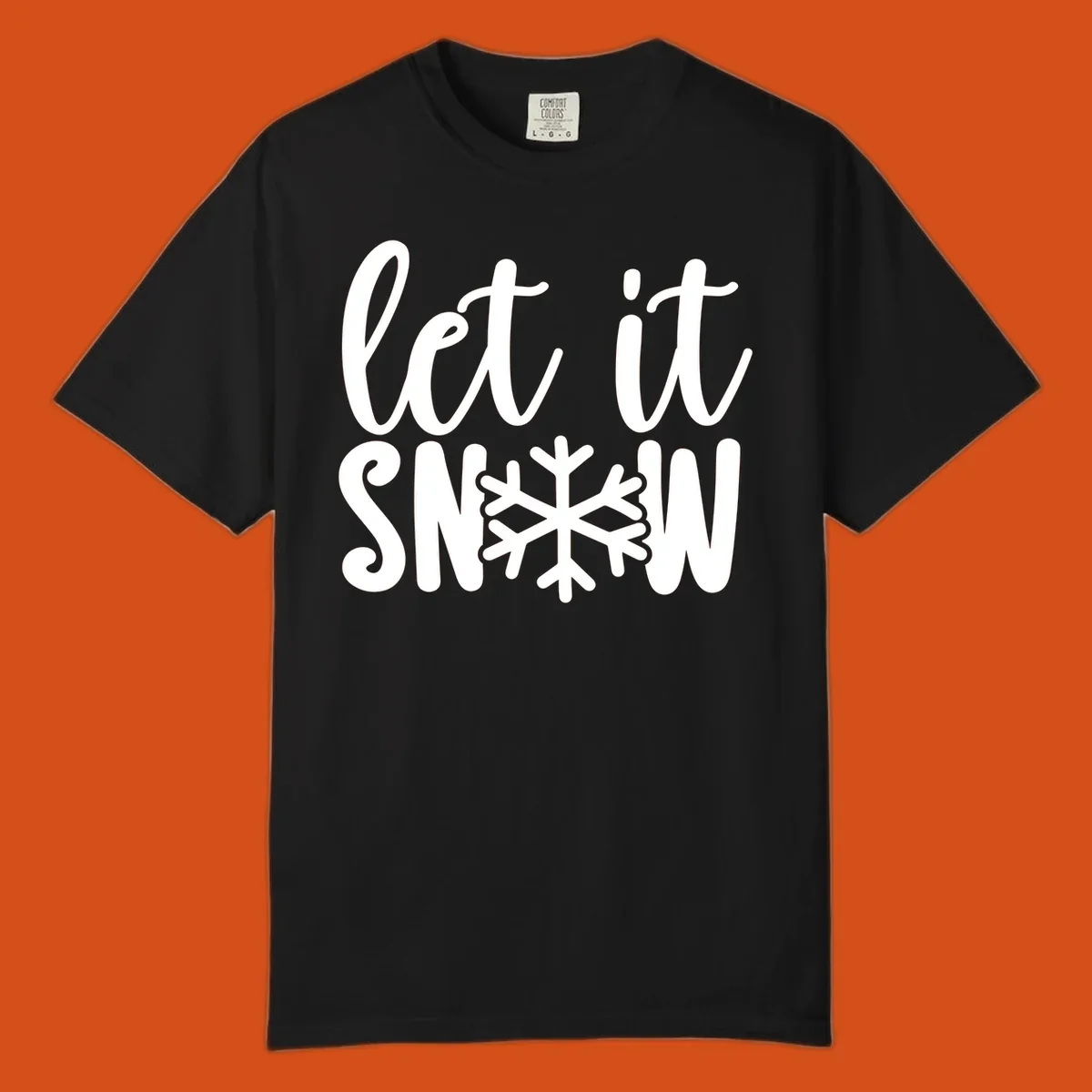 Let it snow text with a snowflake graphic, holiday design