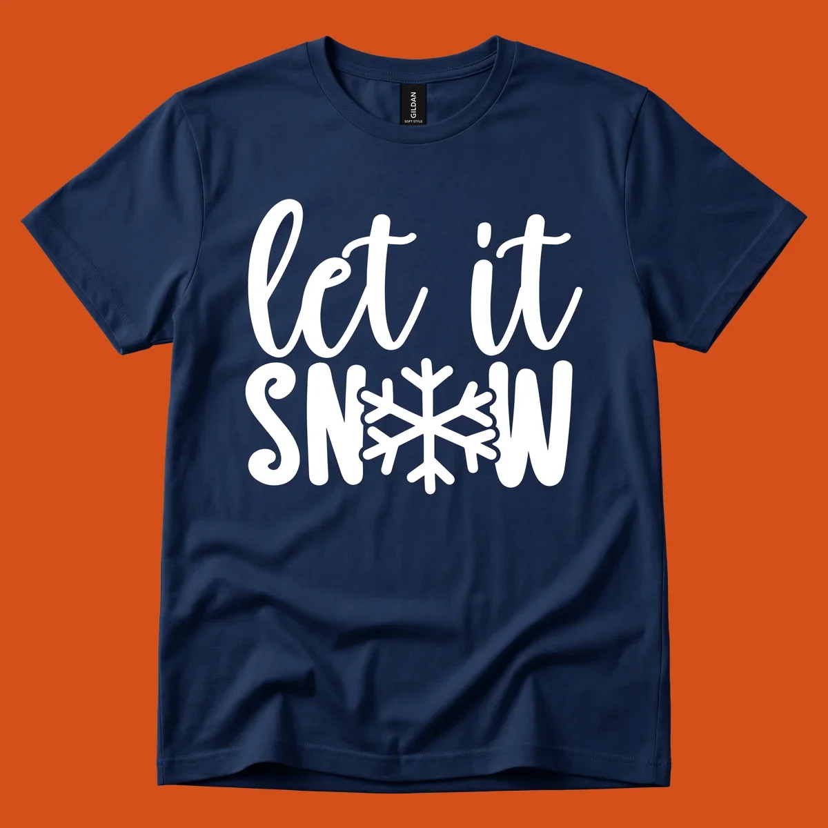 Let it snow text with a snowflake graphic, holiday design