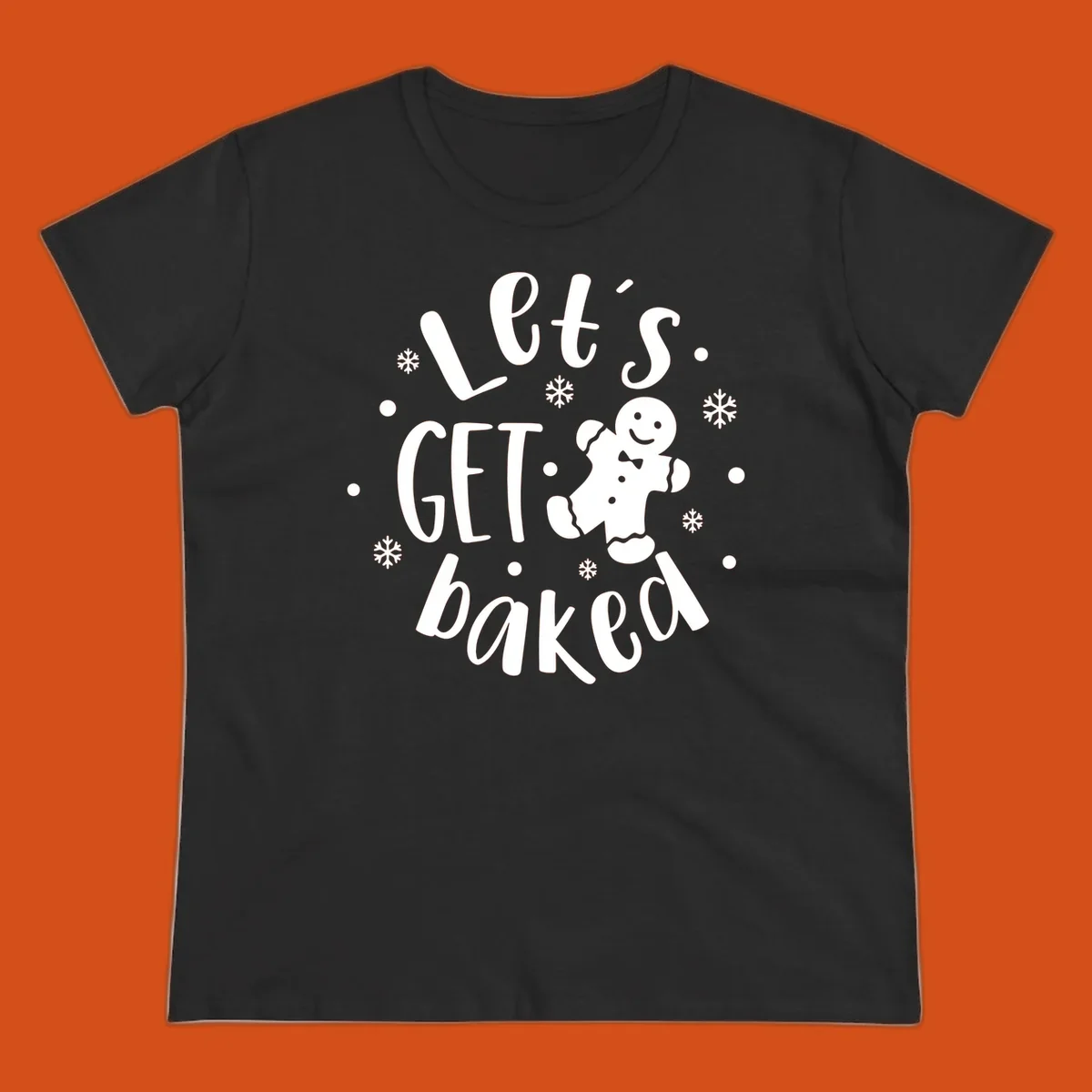 Lets get baked gingerbread man holiday text and illustration