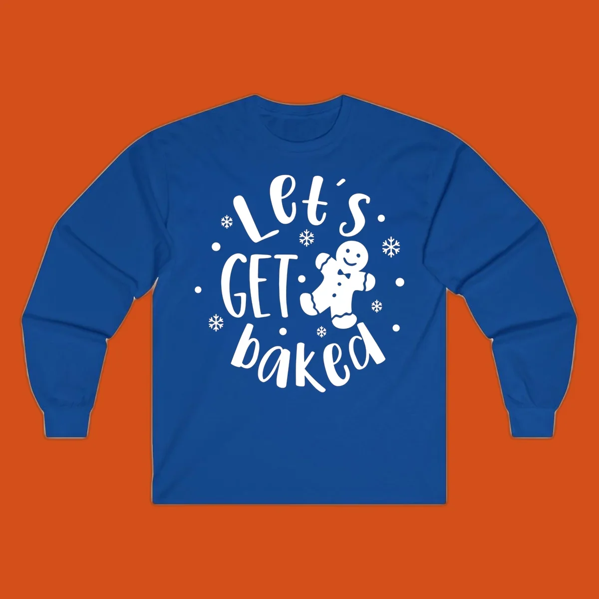 Lets get baked gingerbread man holiday text and illustration