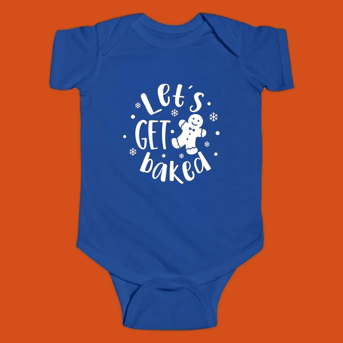 Lets get baked gingerbread man holiday text and illustration