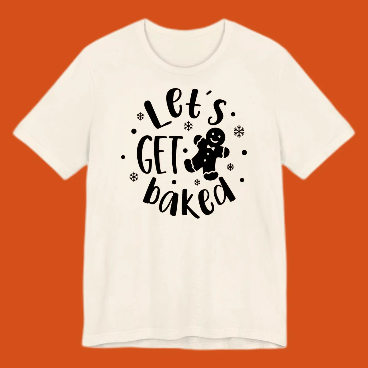 Lets get baked gingerbread man holiday text and illustration