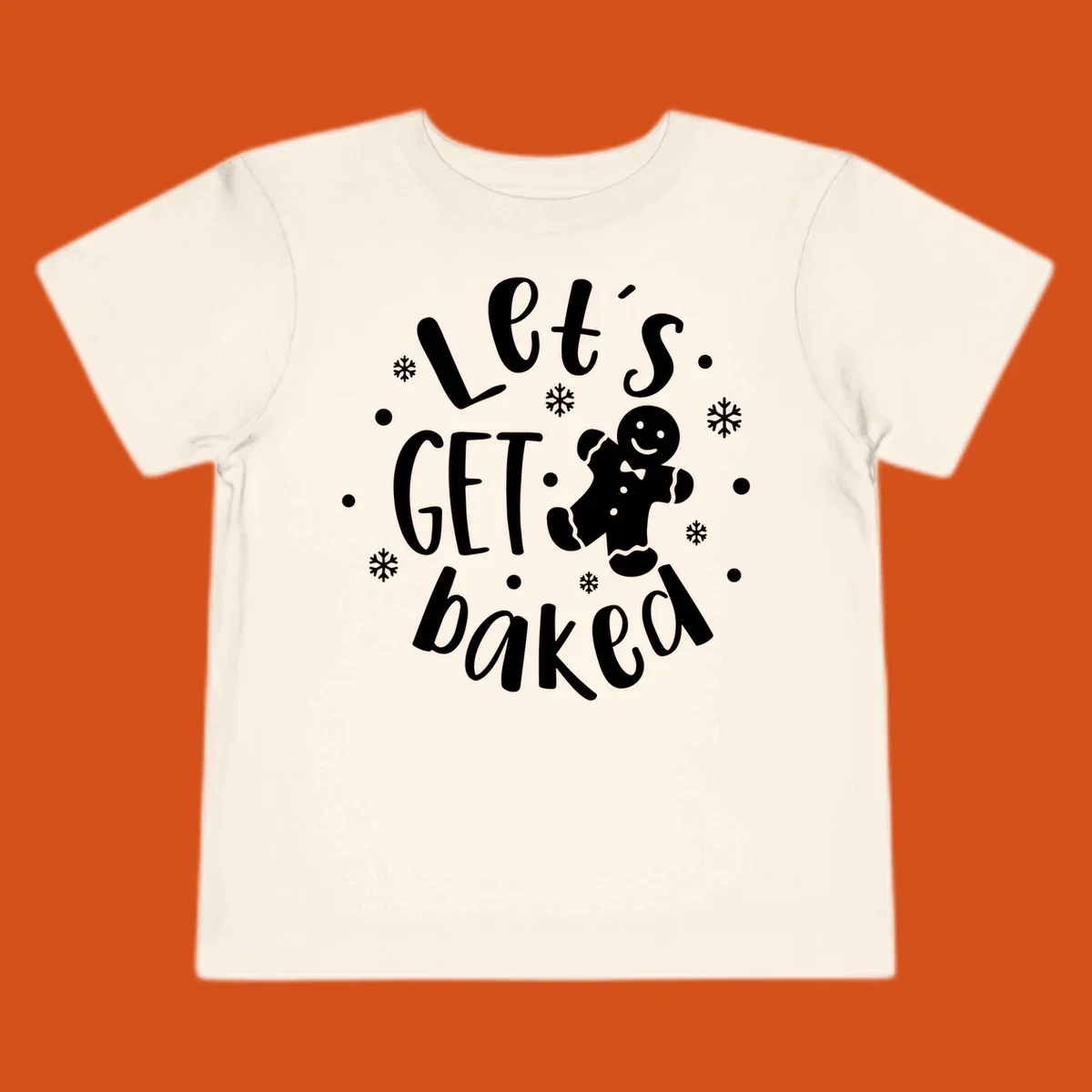 Lets get baked gingerbread man holiday text and illustration