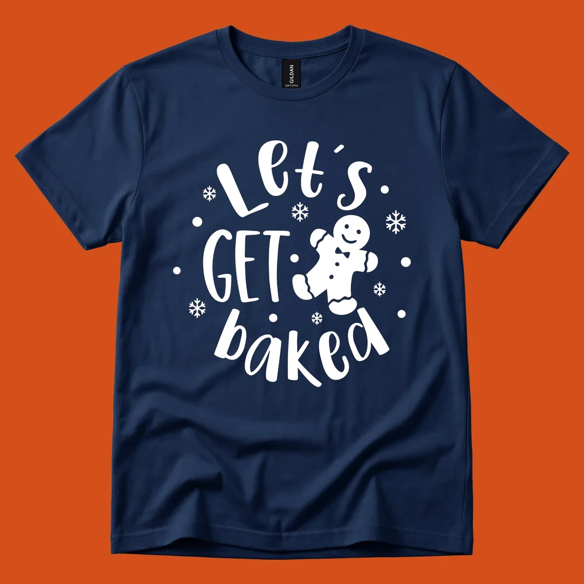 Lets get baked gingerbread man holiday text and illustration