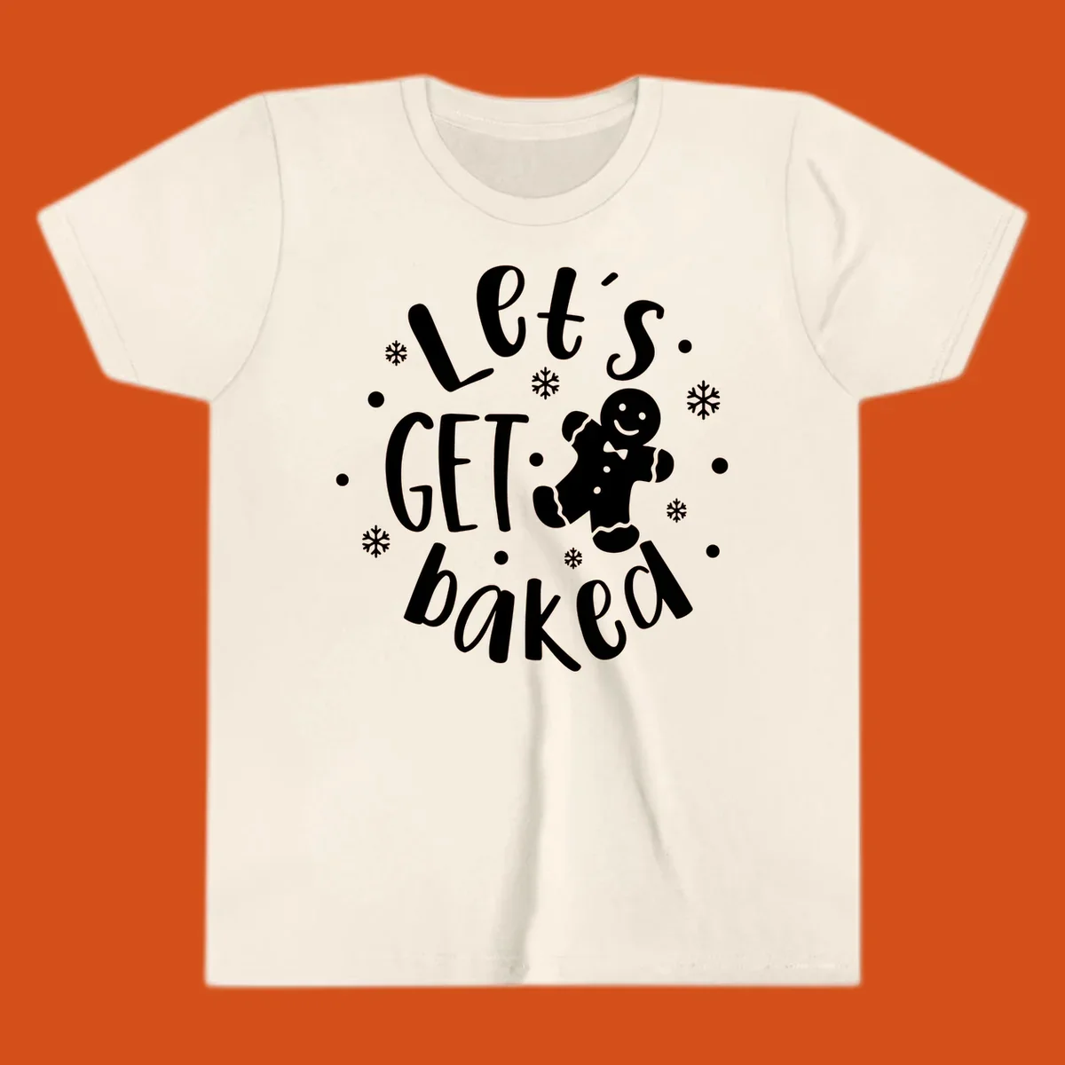 Lets get baked gingerbread man holiday text and illustration