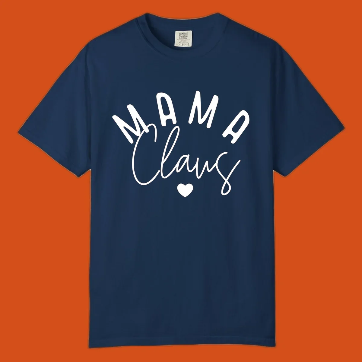 Mama Claus Christmas Heart design with text and a heart.