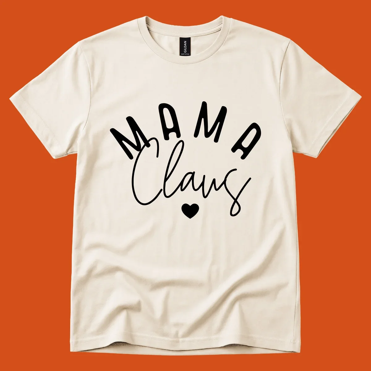 Mama Claus Christmas Heart design with text and a heart.