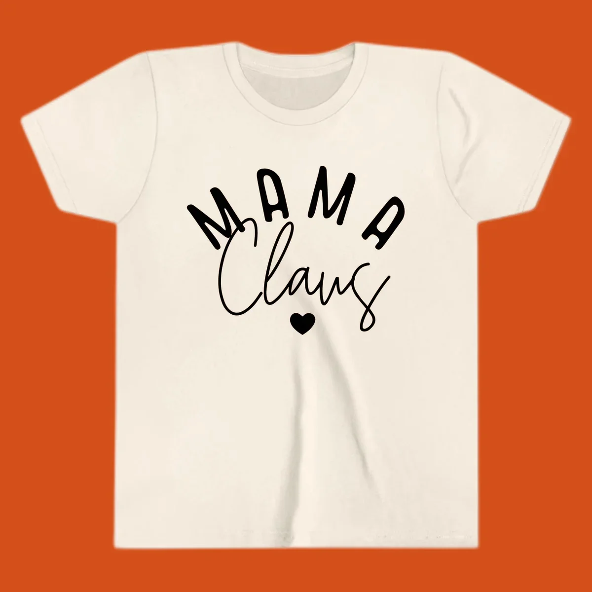 Mama Claus Christmas Heart design with text and a heart.