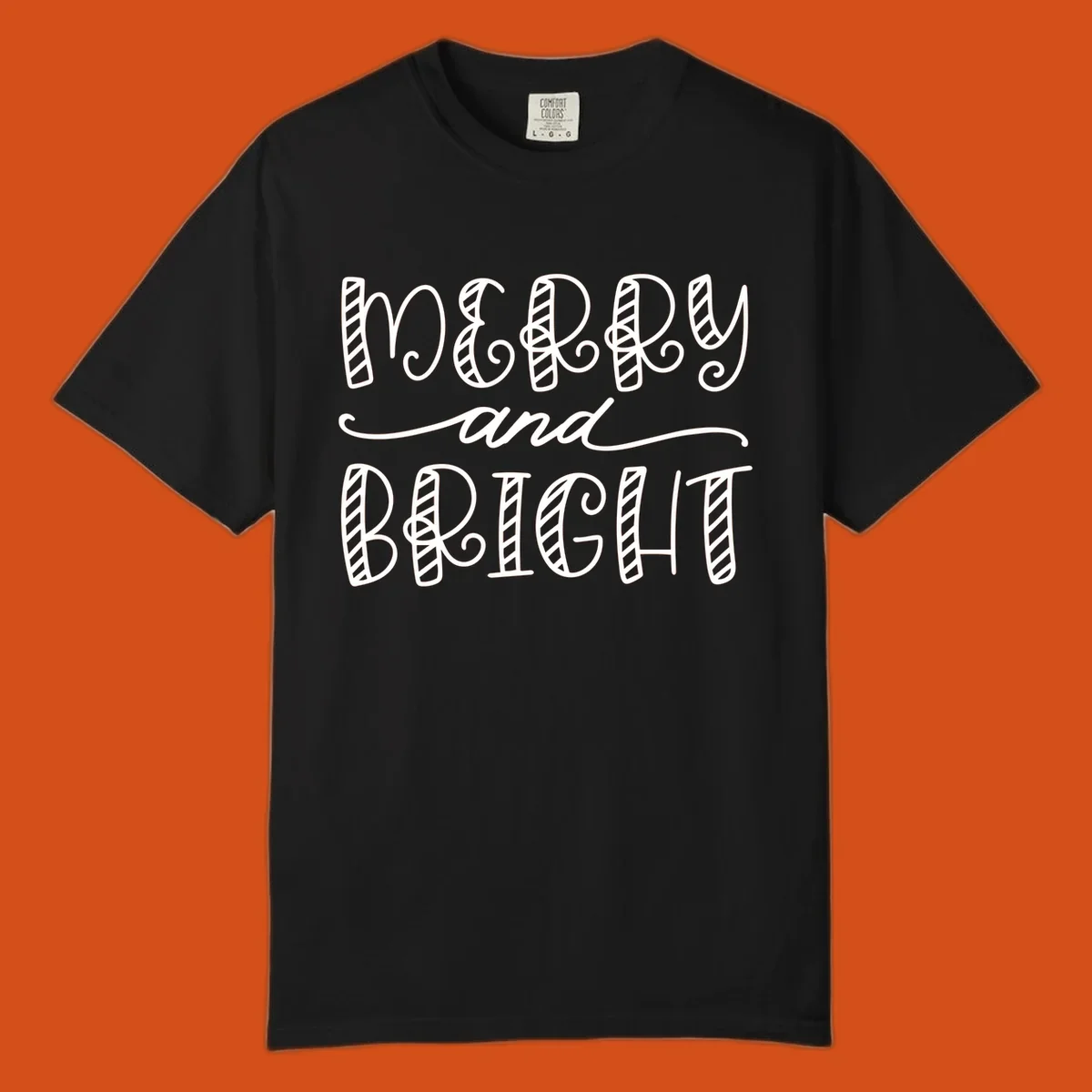 Merry and Bright holiday lettering in white on black, and black on white.