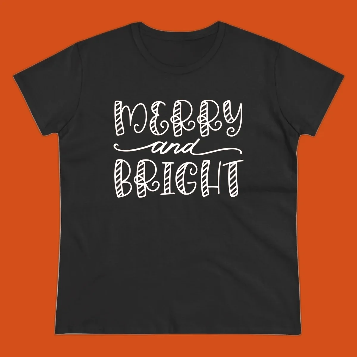 Merry and Bright holiday lettering in white on black, and black on white.