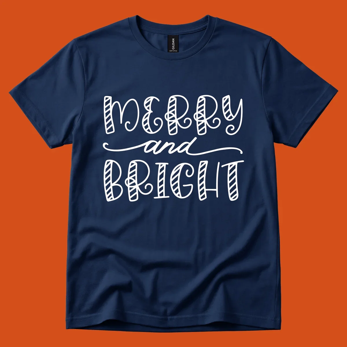 Merry and Bright holiday lettering in white on black, and black on white.