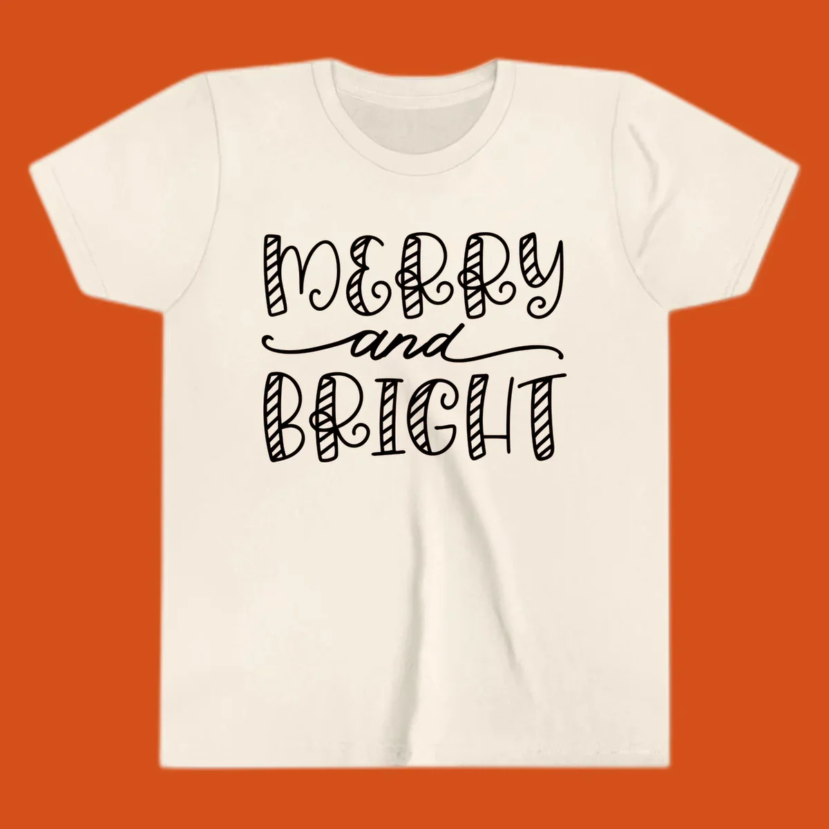 Merry and Bright holiday lettering in white on black, and black on white.