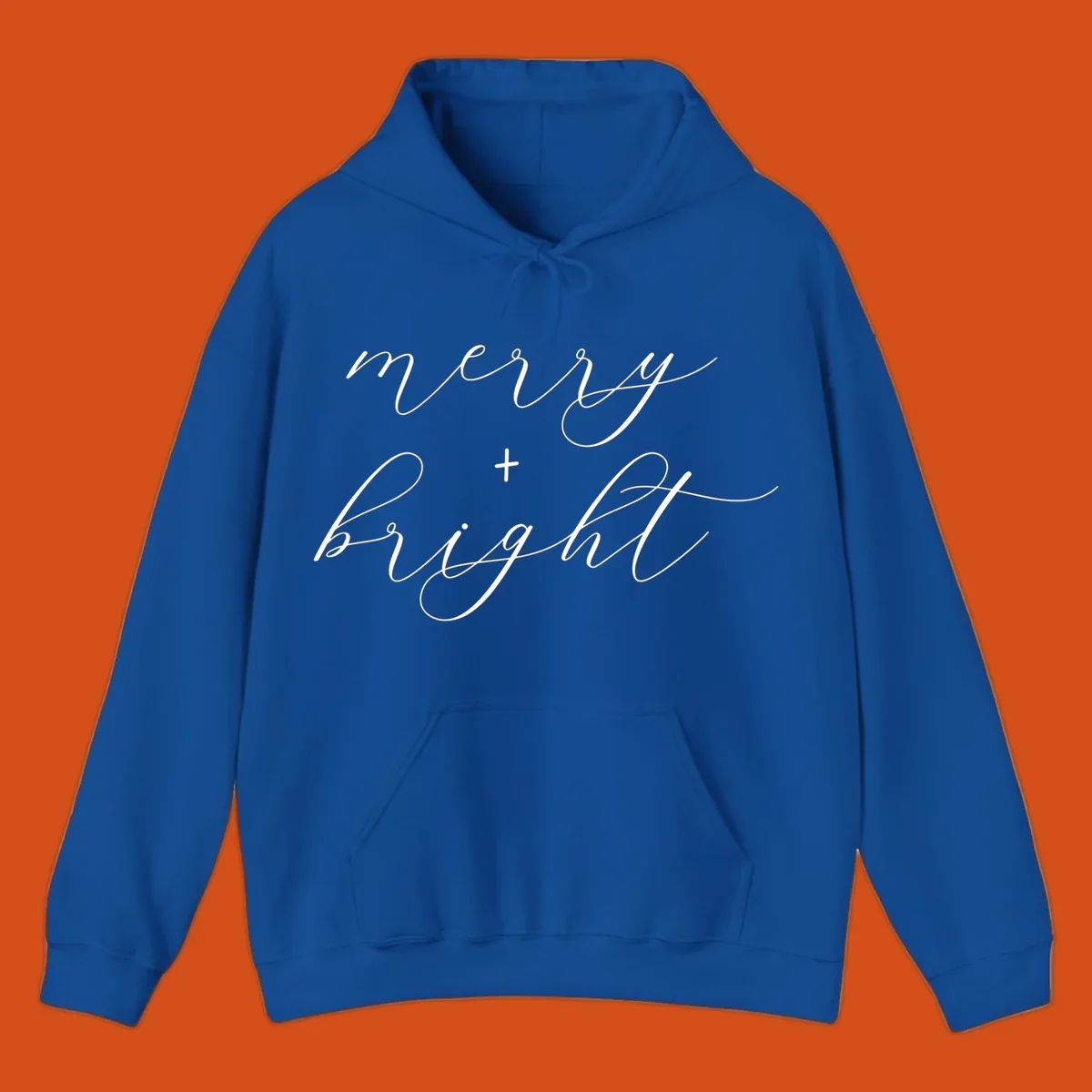 Merry and bright text in elegant script font for holiday.