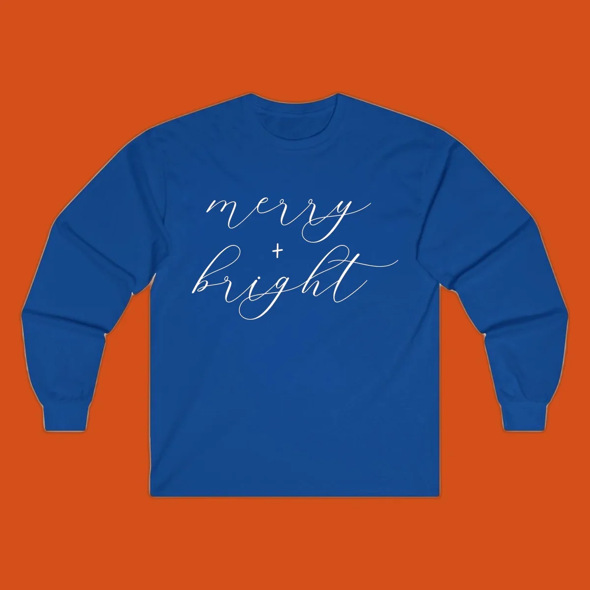 Merry and bright text in elegant script font for holiday.