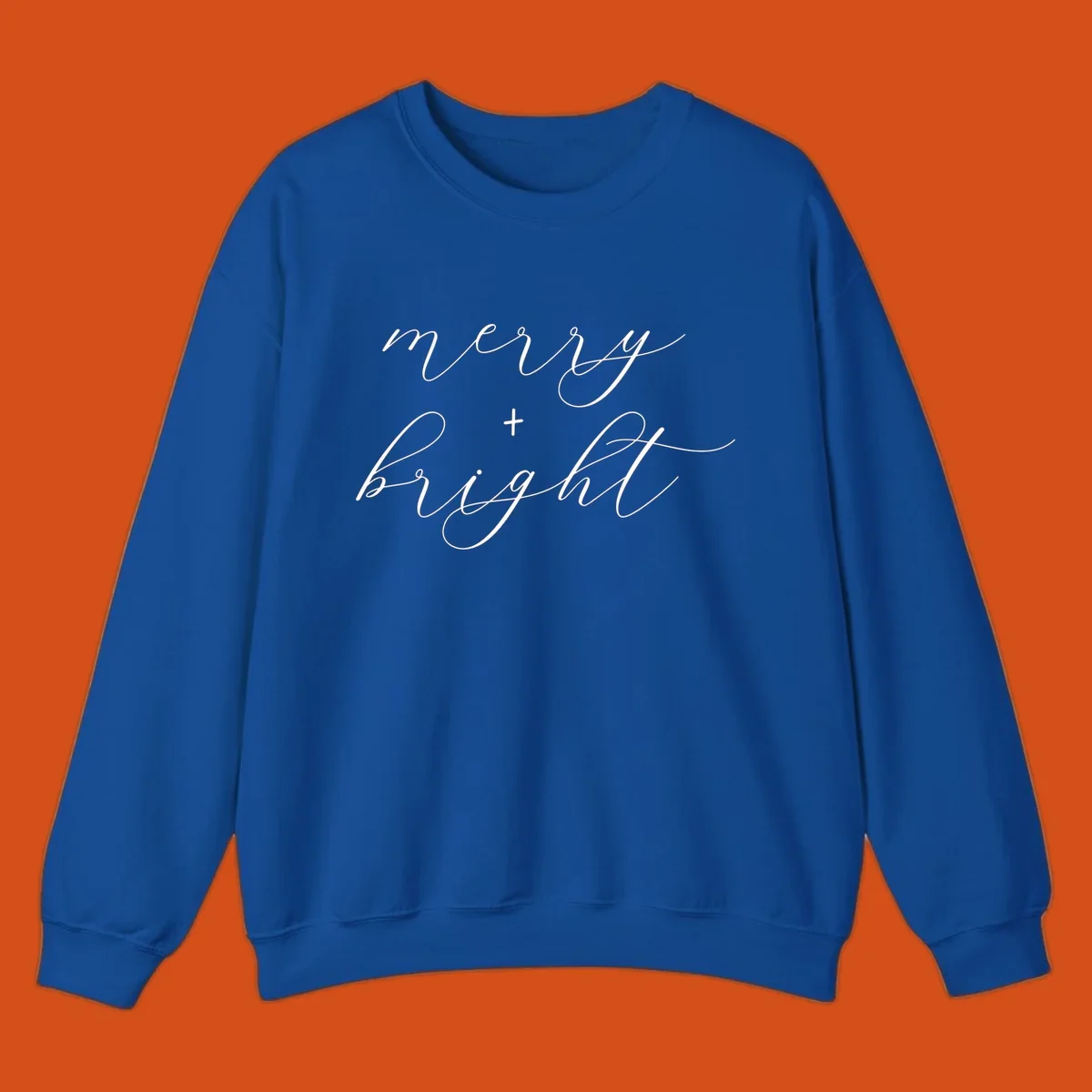 Merry and bright text in elegant script font for holiday.
