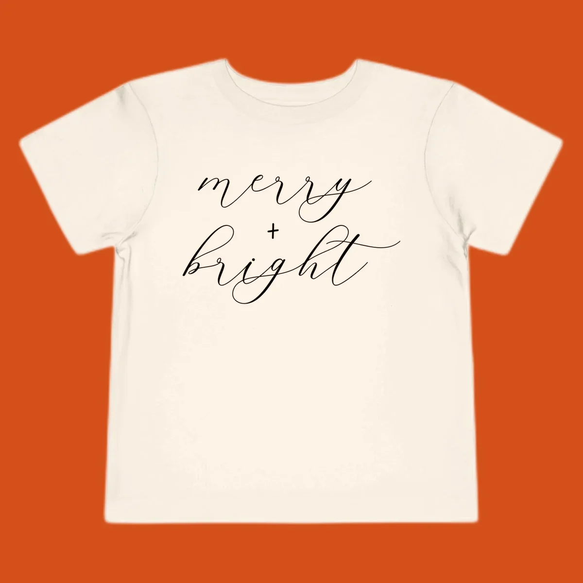 Merry and bright text in elegant script font for holiday.