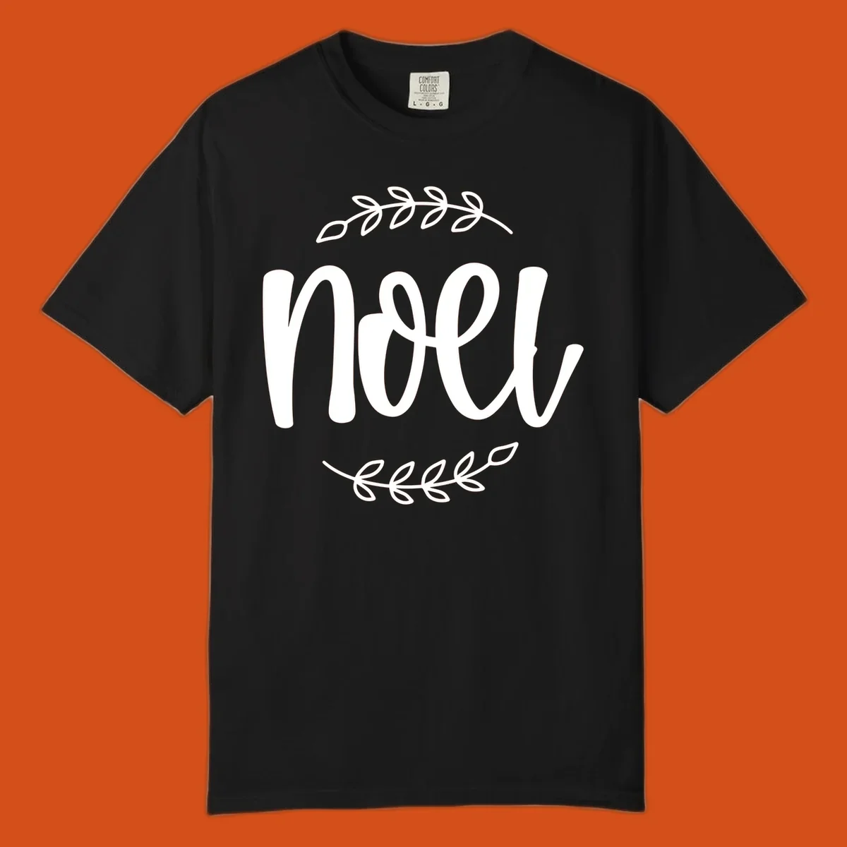 Elegant christmas noel script with leafy branches.