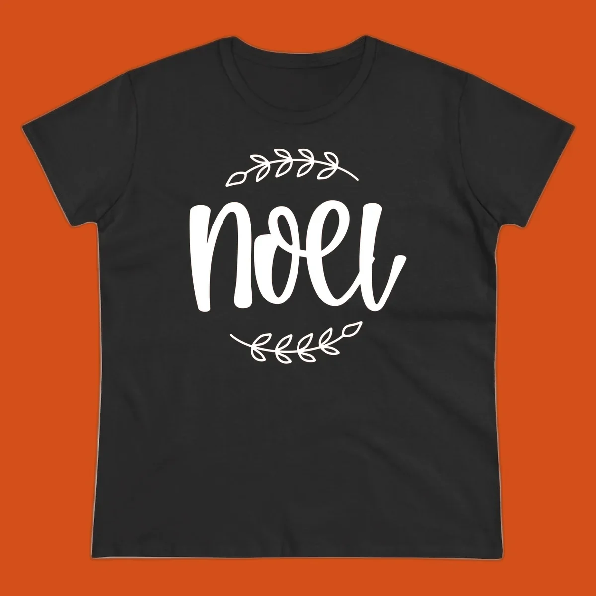 Elegant christmas noel script with leafy branches.